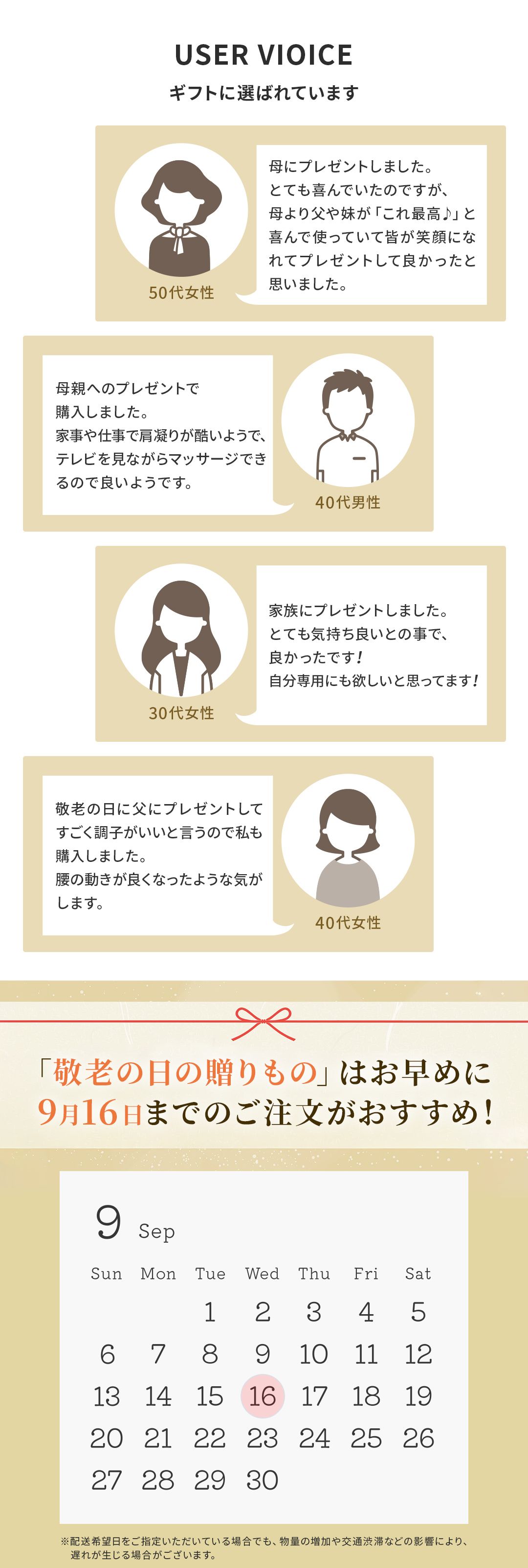 敬老の日のプレゼントにドクターエアのマッサージ器・ケアアイテムを選んだお客様の声